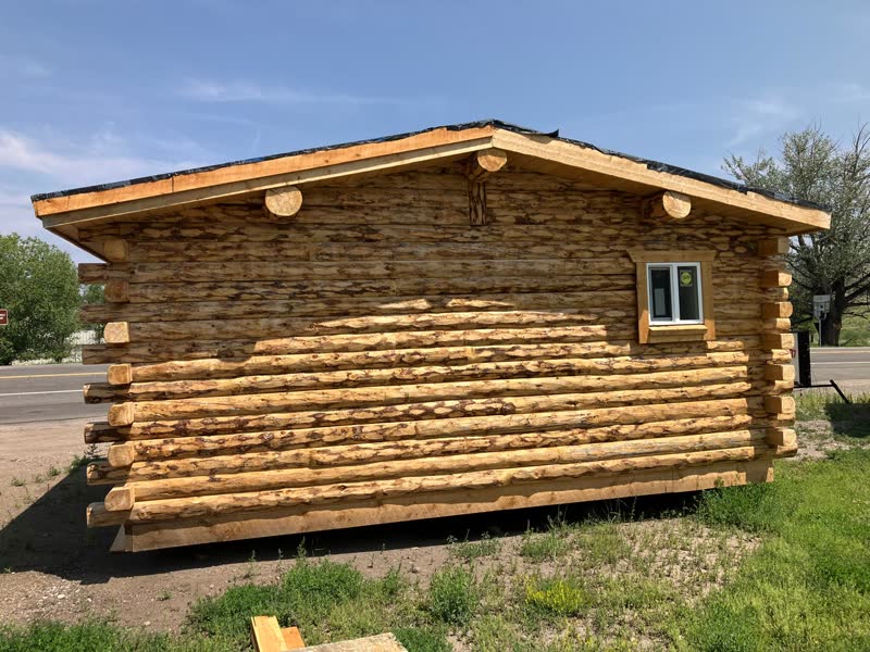 Hand-built log cabin with dovetailed corners