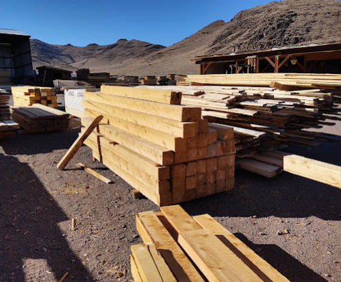 Stacks of rough-cut lumber at the Mountain Valley Lumber yard
